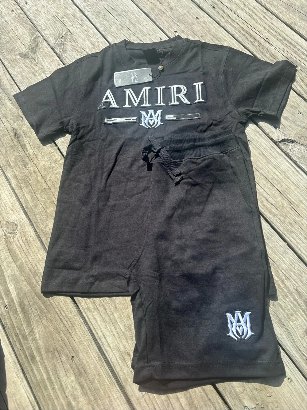 AMIRI Black Athletic Logo Drawstring Shorts - Picture 1 of 2